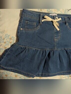 Squeeze Denim Ruffle Skort - Blue Girls Size 12